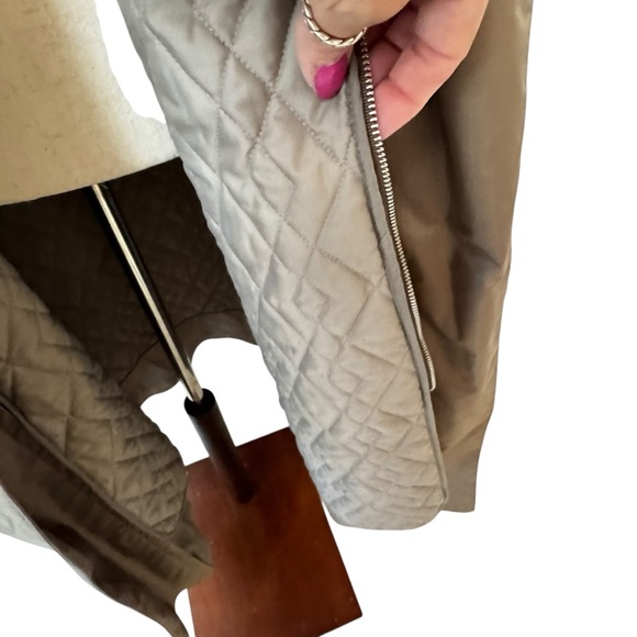 Vtg British Mist Long Trench Coat Women's size 14 Champagne Shimmer academia - Picture 11 of 16